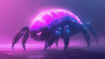 Glowing NFT creature from another planet clean background