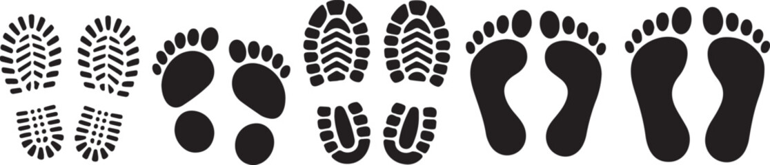 The silhouette of footprints. footsteps icon or sign for print. Vector illustration.