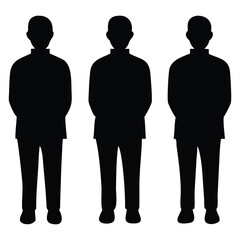 Business men and women, group of people at work. Isolated vector silhouettes