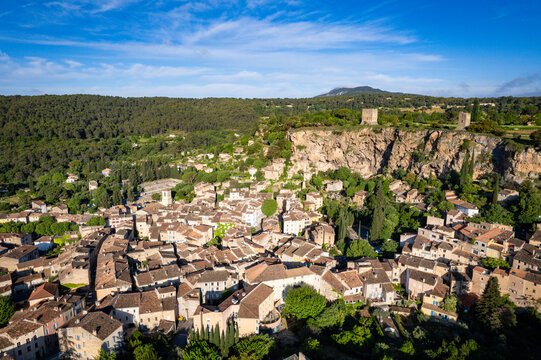 Cotignac, France  and its beautiful troglodyte houses during Springtime