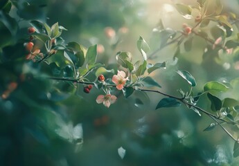 Apple Blossom with Leaves and Branch