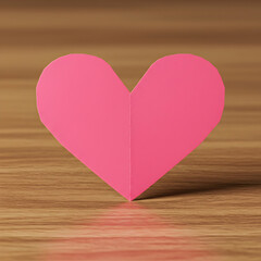 Fototapeta premium Pink Paper Heart: Love, Valentine's Day, Origami