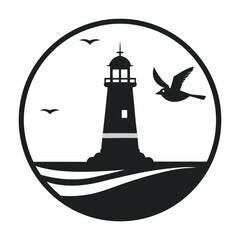 lighthouse silhouette vector illustration