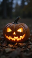 Fototapeta premium Glowing Carved Pumpkin, Otherworldly Light
