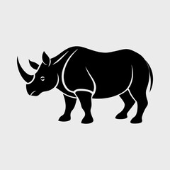 Fototapeta premium Simple Vector Silhouette of a Rhinoceros Vector Illustration