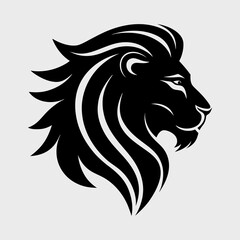Lion Head Silhouette in Profile View Vector Illustration
