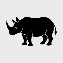 Fototapeta premium Simple Vector Silhouette of a Rhinoceros Vector Illustration
