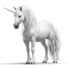 Naklejka premium On a transparent background, a lone white unicorn is standing