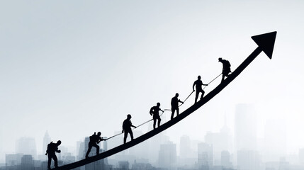 Teamwork and Progress Concept with People Forming an Upward Arrow