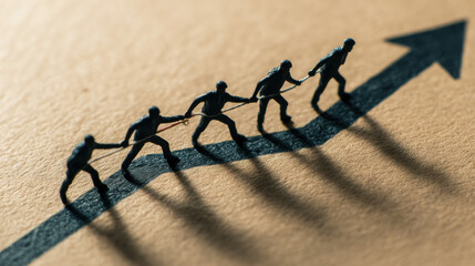 Teamwork and Progress Concept with People Forming an Upward Arrow