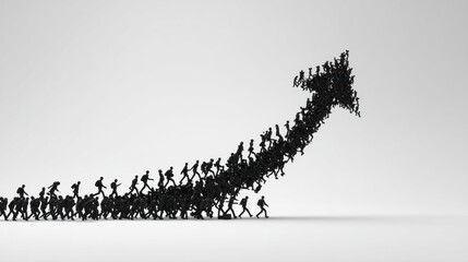 Teamwork and Progress Concept with People Forming an Upward Arrow
