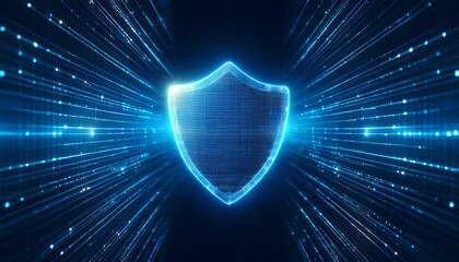 Blue Shield Icon Cyber Security, Digital Data Network Protection