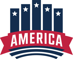Patriotic America Emblem Shield Design|  America Text vector on white Background