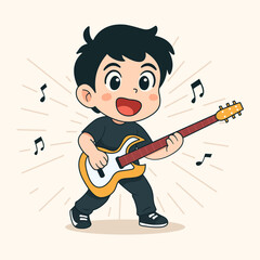 Rockstar is performing in a cute cartoon style