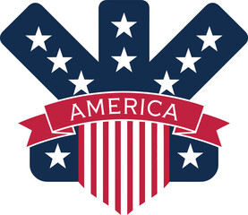 Patriotic America Emblem Shield Design|  America Text vector on white Background