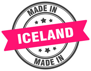 Made in Iceland round sign. Made in Iceland stamp.