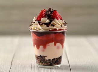 Strawberry Cheesecake Dessert: Layered Delight with Chocolate Drizzle
