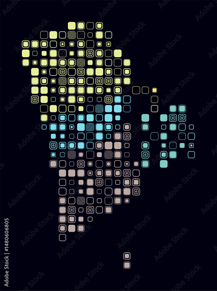 Poster rhode island, shape of the state build of colored cells. digital style map of the rhode island on da