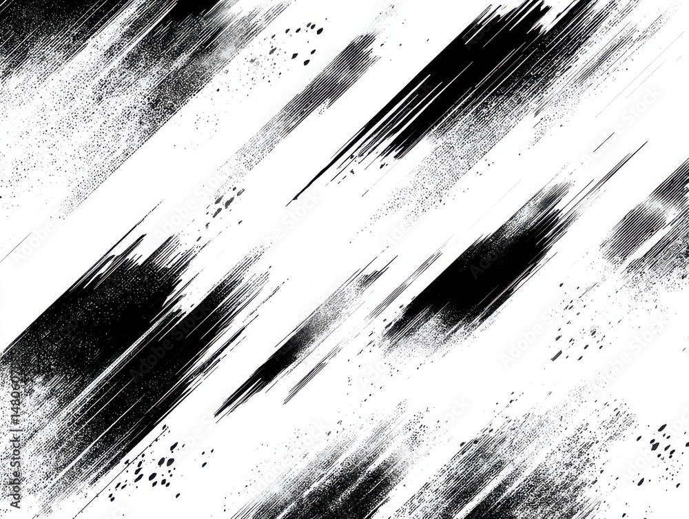 Poster abstract diagonal black strokes on white background creating dynamic movement and texture for modern