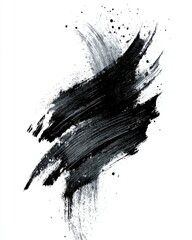 Abstract black ink brushstrokes on white background expressive artistic design element close up shot studio