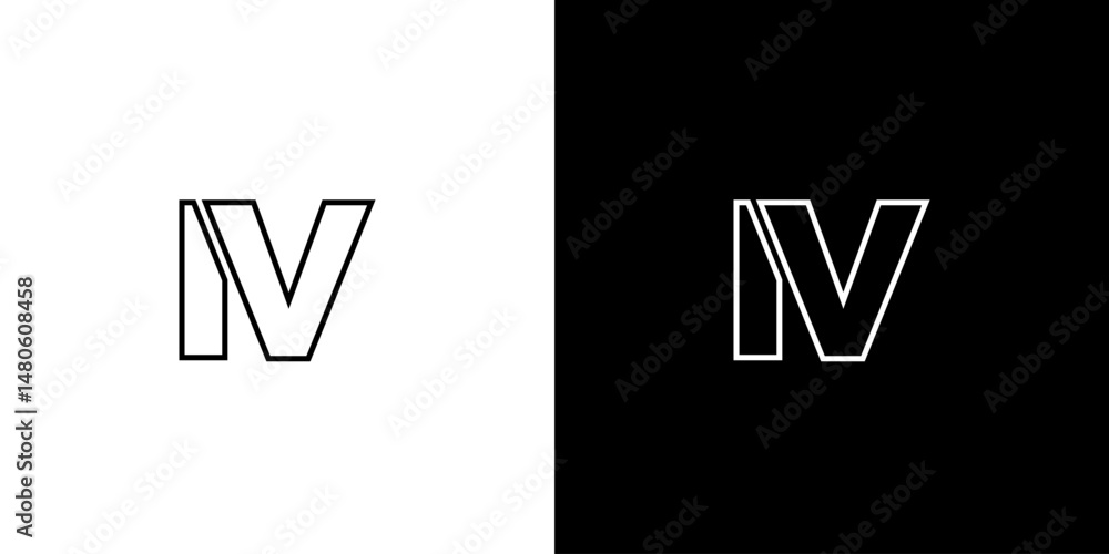 Poster letter i and v, iv logo design template. minimal monogram initial based logotype.
