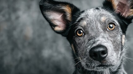 Playful Canine Gaze: A close-up, portrait-style shot captures the captivating gaze of an adorable dog with perked ears, emanating an aura of curiosity and attentiveness. Ai Image