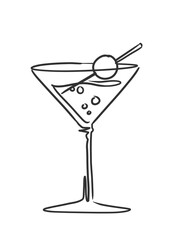 martini glass with olives