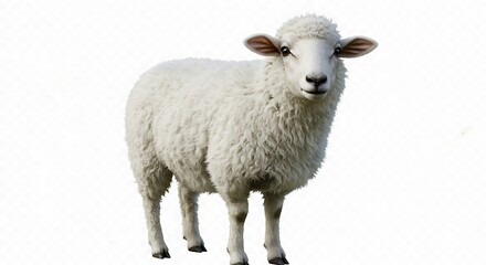 Fototapeta premium White fluffy sheep isolated on transparent background.