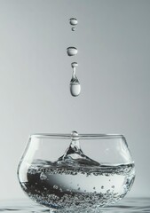 Water Droplets Falling into Glass: A Minimalist Study