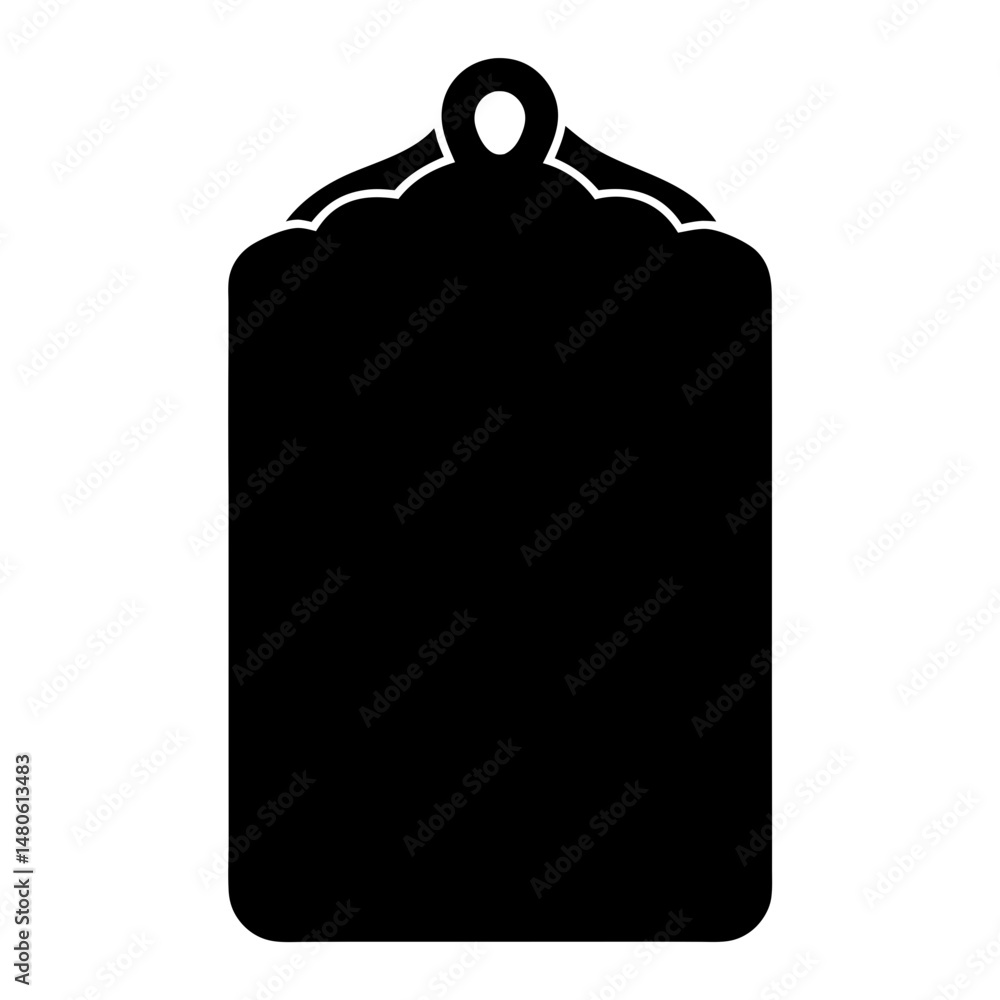 Aufkleber black ornamental label tag with a loop and scalloped top design
