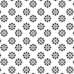 Seamless Black Floral silhouette Ornament Pattern | Elegant Decorative Flower Motif Background | Floral Pattern With Symmetrical Design Elements | Simple illustrations