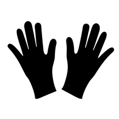 Two black hand silhouettes on a white background, open palms
