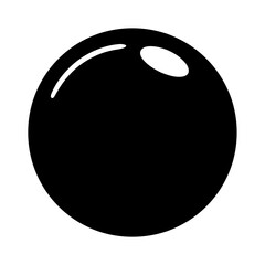 Simple black sphere with a glossy highlight against a white background