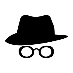 Stealthy Silhouette Mysterious Figure with Fedora Hat and Round Glasses