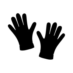 Pair of protective gloves depicted in a minimalist silhouette style