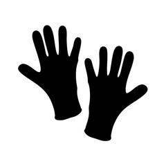 Silhouette of two gloves, symbolizing protection, hygiene, and various applications