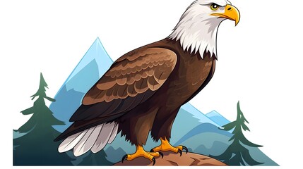 Obraz premium Eagle Cartoon Vector Illustration Isolated on White Background for Designs and Projects