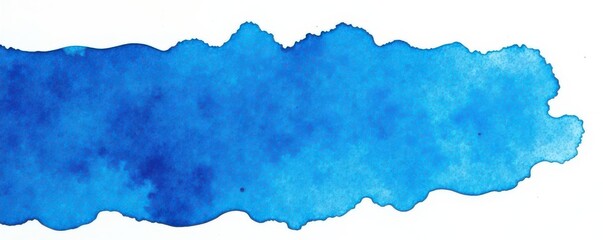 Fototapeta premium Intense blue watercolor blot, dynamic strokes, abstract, dripping