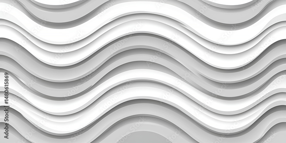 Poster elegant 3d wavy abstract design with shadows and light in shades of white and gray seamless backgrou