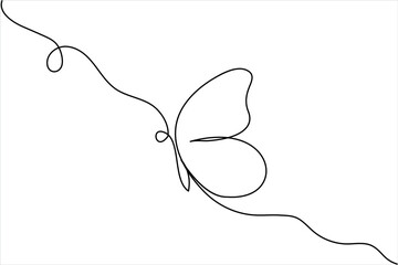 Butterfly continuous one line drawing minimalist unique vector illustration 

