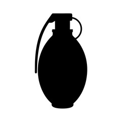 Silhouette illustration of a classic hand grenade with safety pin
