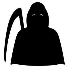 Silhouette of a Grim Reaper with Scythe, a Symbol of Death and Halloween
