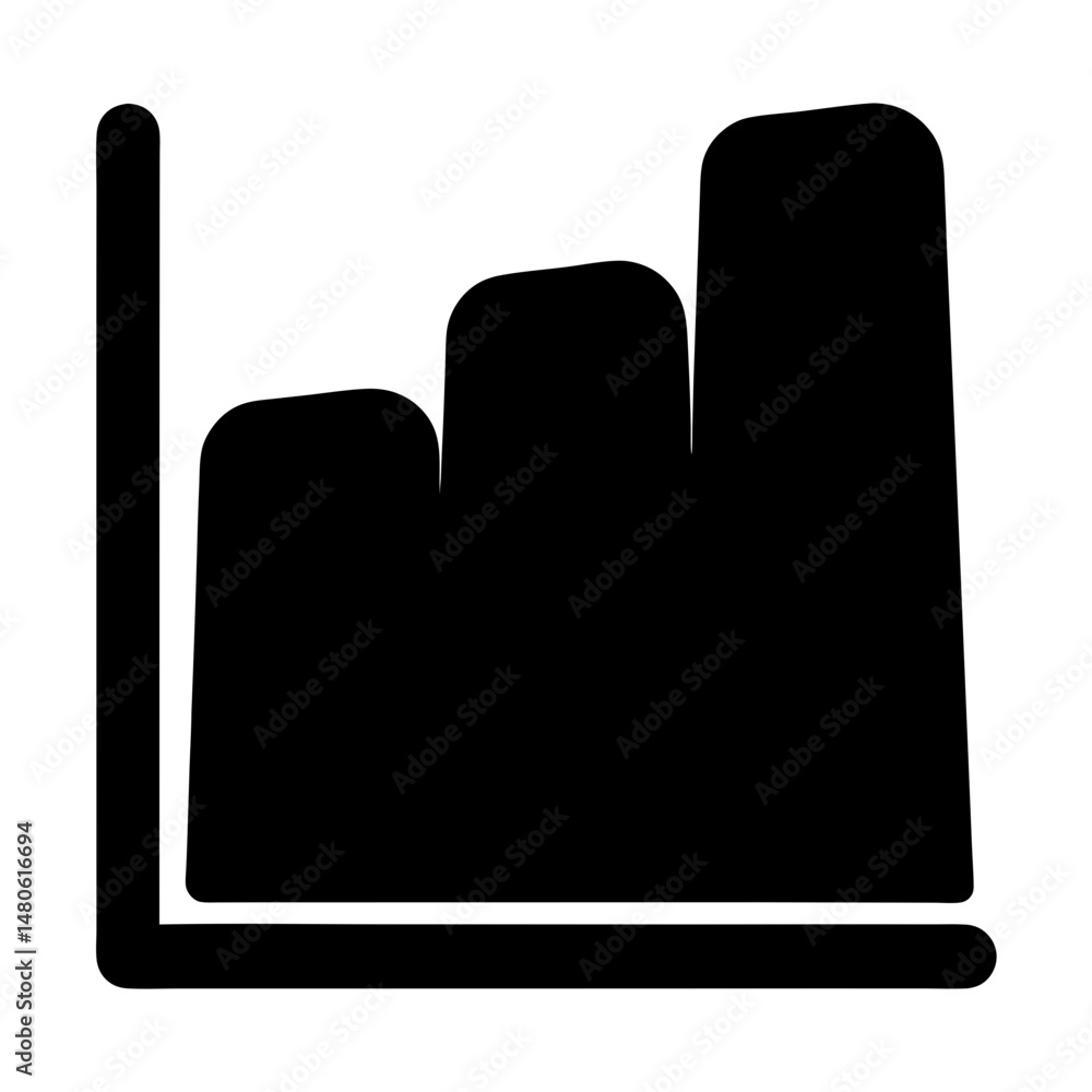 Poster Black line graph showing three points, ascending from left to right direction