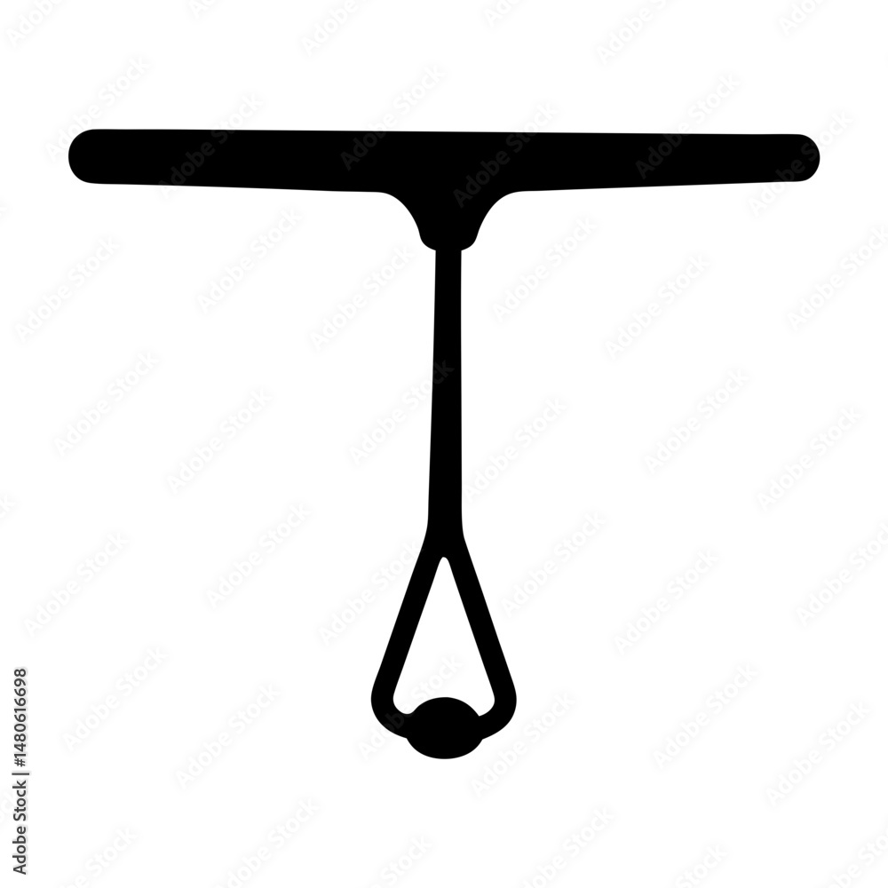Poster black silhouette abstract minimalist design of tshaped object with spherical bottom