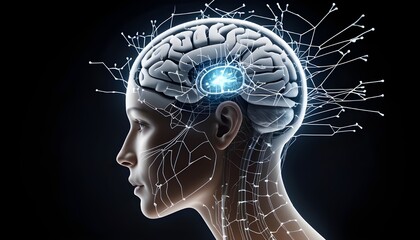 8K UHD metaphor of ‘growth mindset,’ tree branches growing from the brain’s folds, blooming flowers and books as leaves, roots extending downward from the base of the skull, clear background.,  visual