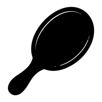recommend clip art: Elegant oval hand mirror silhouette for beauty and personal care concepts