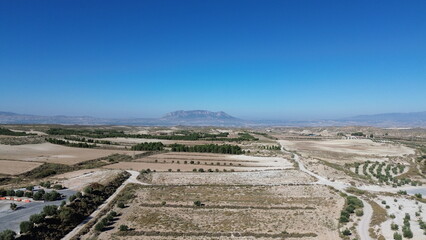 Mountain landscapes with clear blue skies on a sunny day