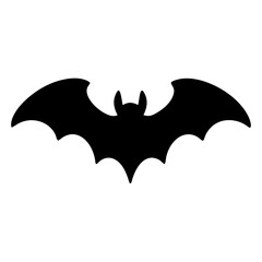 Simple black bat silhouette with widely spread wings for Halloween design