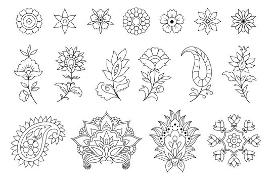 Henna tattoo doodle vector elements