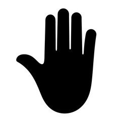 Black silhouette illustration of a hand with fingers spread on white background